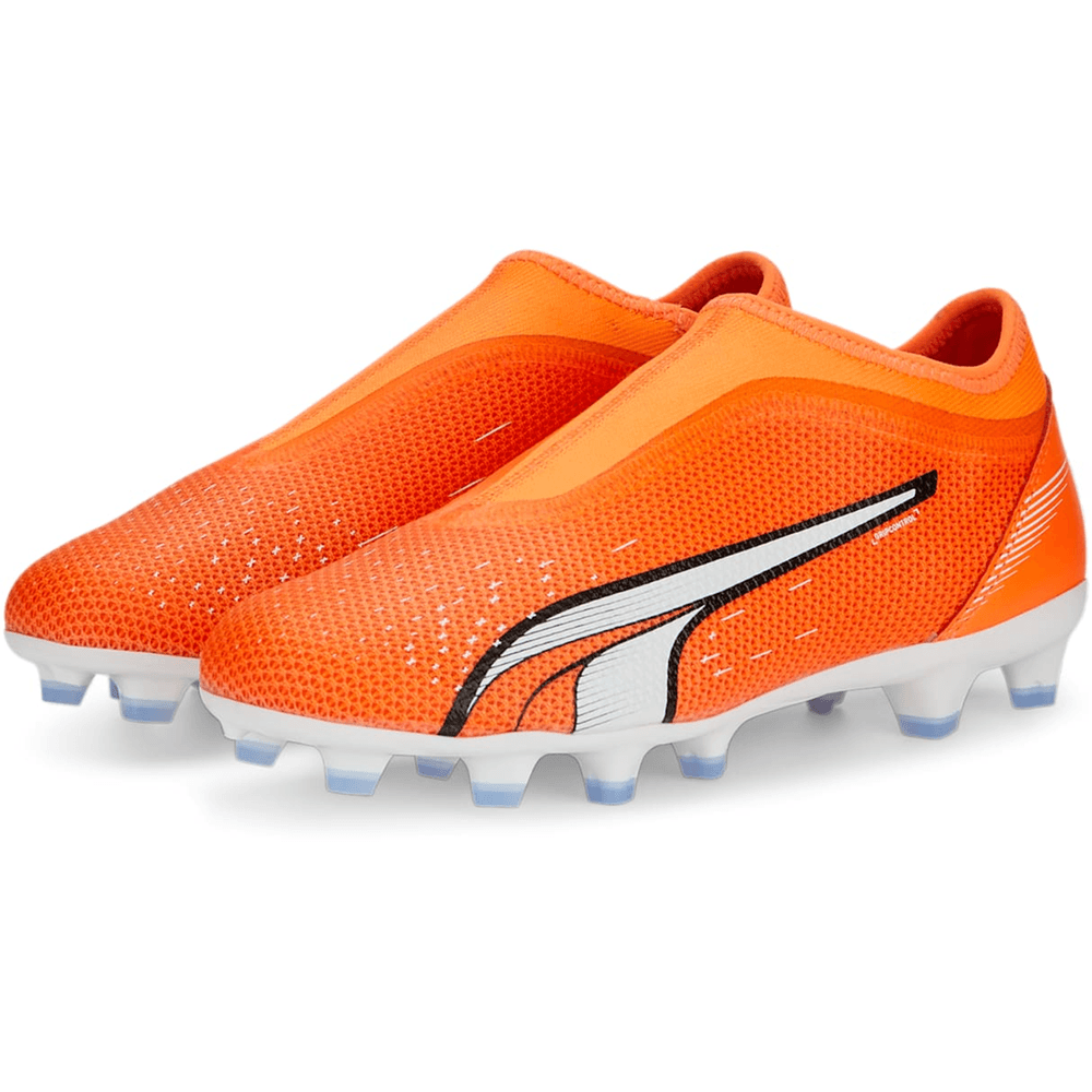 Puma Jr Ultra Match LL Laceless FG/AG - Orange/White/Blue Glimmer