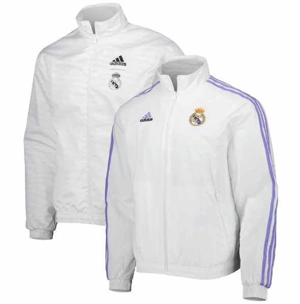 autobiografie Integreren acre adidas Real Madrid 2022 - 23 Reversible Anthem Jacket - White/Light Purple  - Soccerium