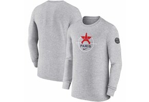 Nike PSG Paris Saint German 2022 - 23 Long Sleeve  Knockout Tee Shirt - Dark Grey Heather