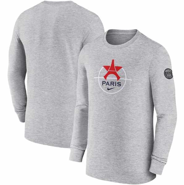 Nike PSG Paris Saint German 2022 - 23 Long Sleeve  Knockout Tee Shirt - Dark Grey Heather