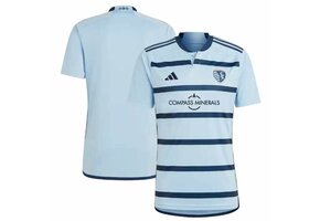 adidas Sporting Kansas City 2023 -24 Home Jersey - Glow Blue/Night Indigo