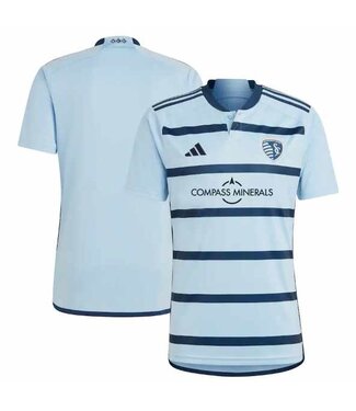 adidas adidas Sporting Kansas City 2023 -24 Home Jersey  - Glow Blue/Night Indigo