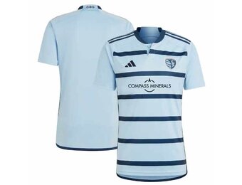 adidas Sporting Kansas City 2023 -24 Home Jersey  - Glow Blue/Night Indigo