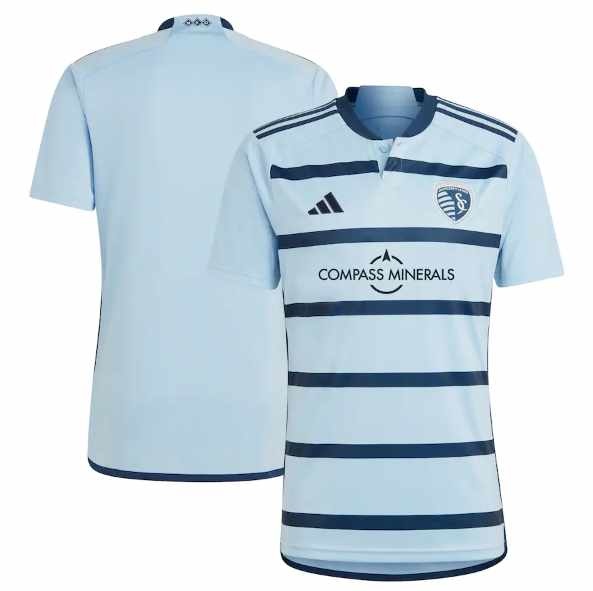adidas Sporting Kansas City 2023 -24 Home Jersey  - Glow Blue/Night Indigo