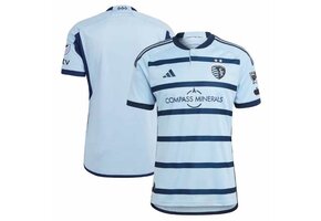 adidas Sporting Kansas City 2023 -24 Authentic Home Jersey - Glow Blue/Night Indigo