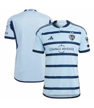 adidas adidas Sporting Kansas City 2023 -24 Authentic Home Jersey - Glow Blue/Night Indigo