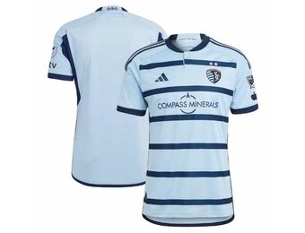 adidas Sporting Kansas City 2023 -24 Authentic Home Jersey - Glow Blue/Night Indigo