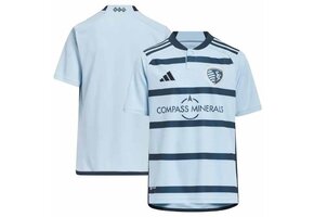 adidas Sporting Kansas City 2023 -24 Youth Home Jersey  - Glow Blue/Night Indigo
