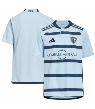 adidas adidas Sporting Kansas City 2023 -24 Youth Home Jersey  - Glow Blue/Night Indigo