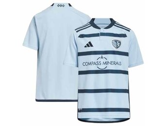 adidas Sporting Kansas City 2023 -24 Youth Home Jersey  - Glow Blue/Night Indigo