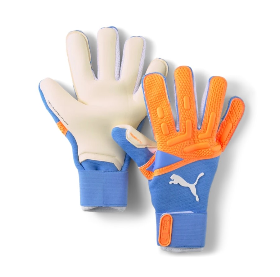 Puma Future Pro Hybrid Negative Cut Goalie Goalkeeper Gloves - Ultra Orange/Blue Glimmer