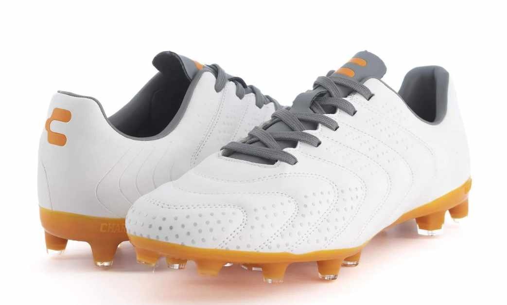 Charly Encore FG Soccer Cleats - White/Orange