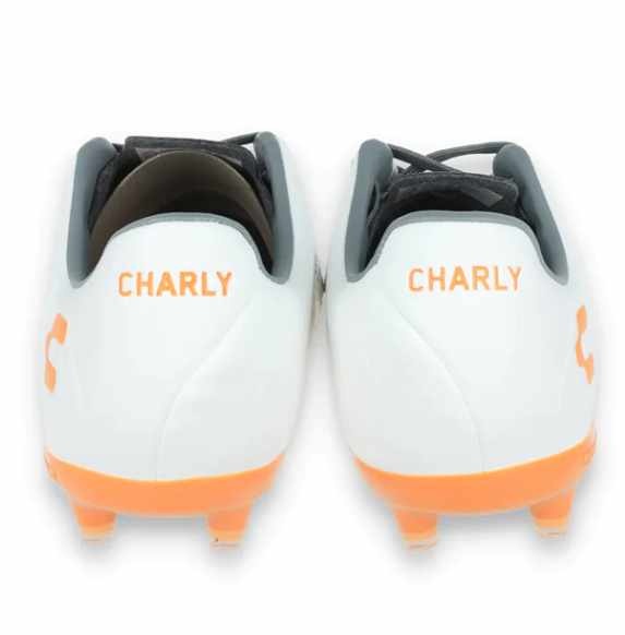 Charly Encore FG Soccer Cleats - White/Orange