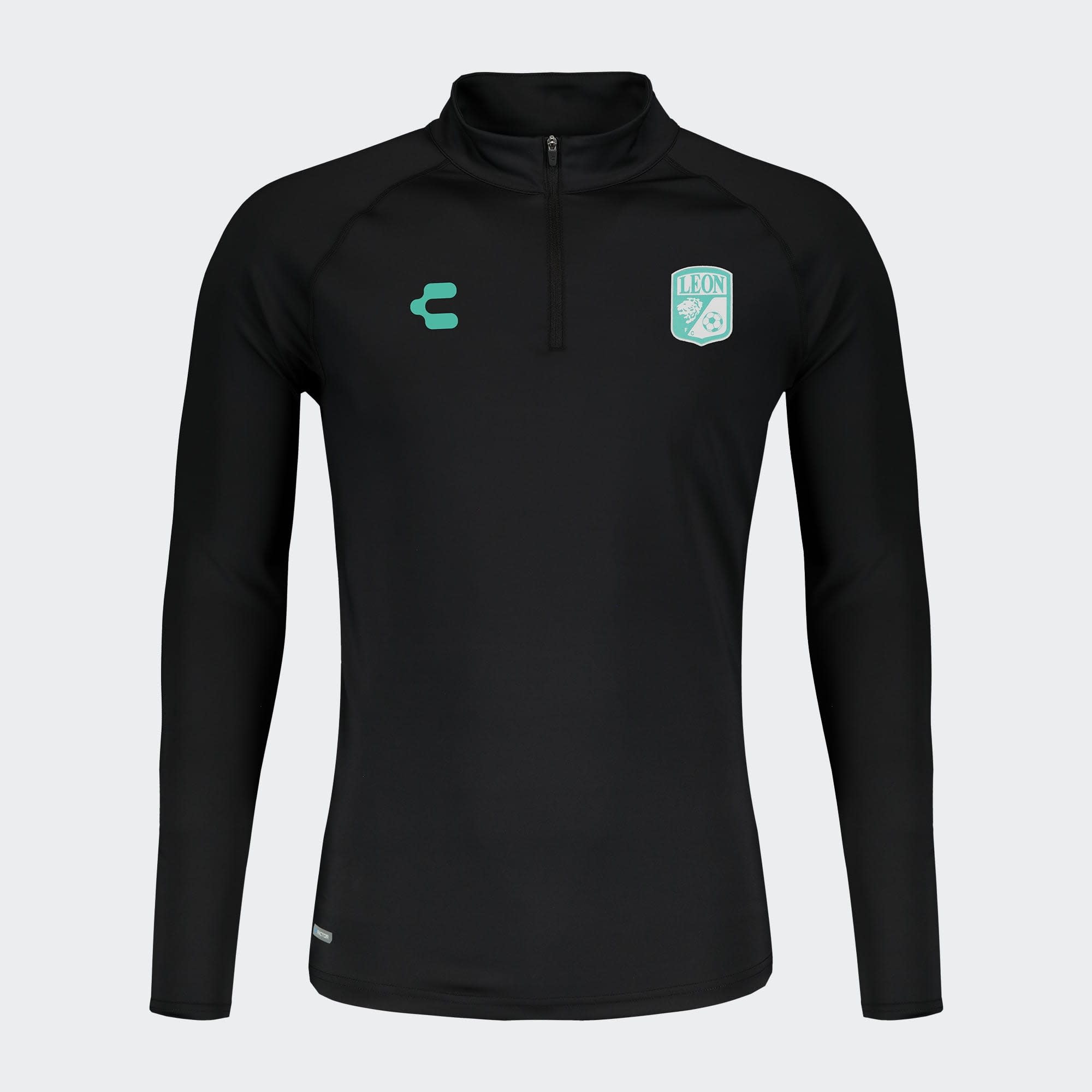 Charly Club Leon 2023-24 Training 1/4 Zip Pullover Top - Black/Green