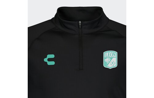 Charly Club Leon 2023-24 Training 1/4 Zip Pullover Top - Black/Green