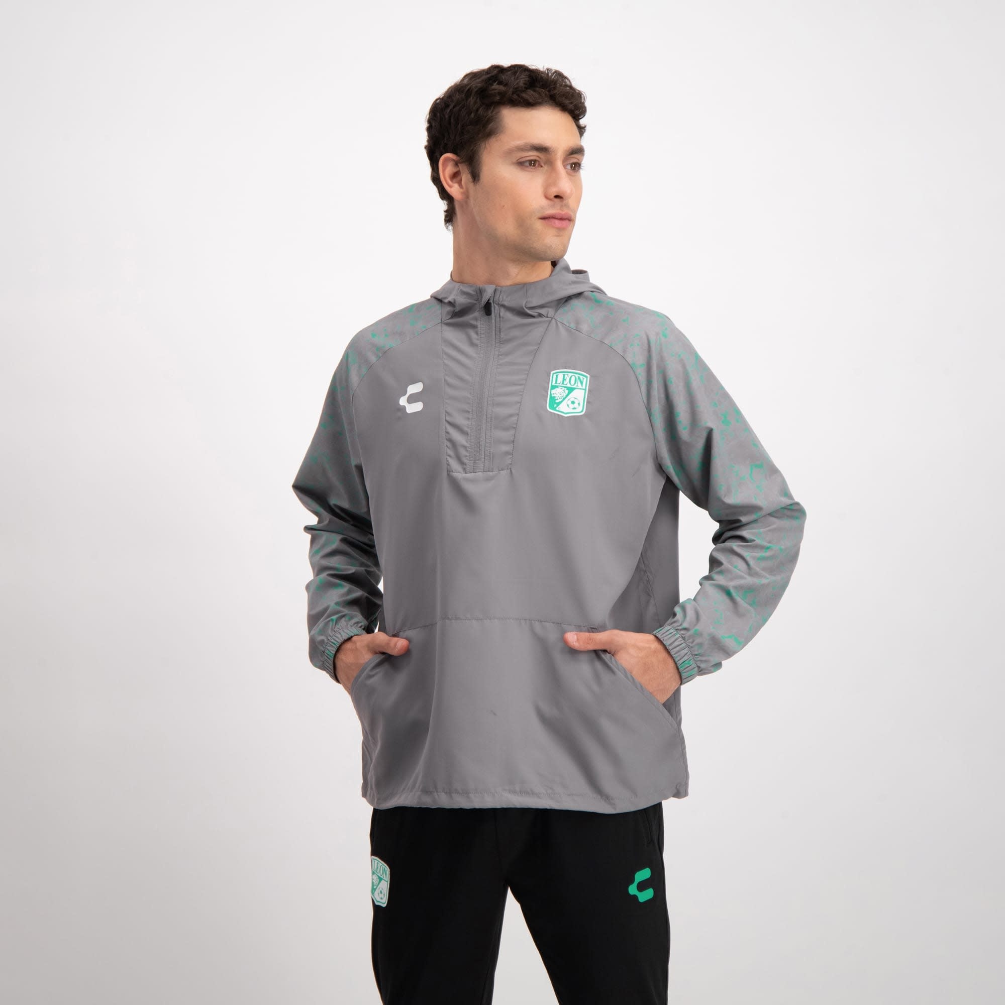 Charly Club Leon 2023-24 Training 1/4 Zip Windbreaker - Gray