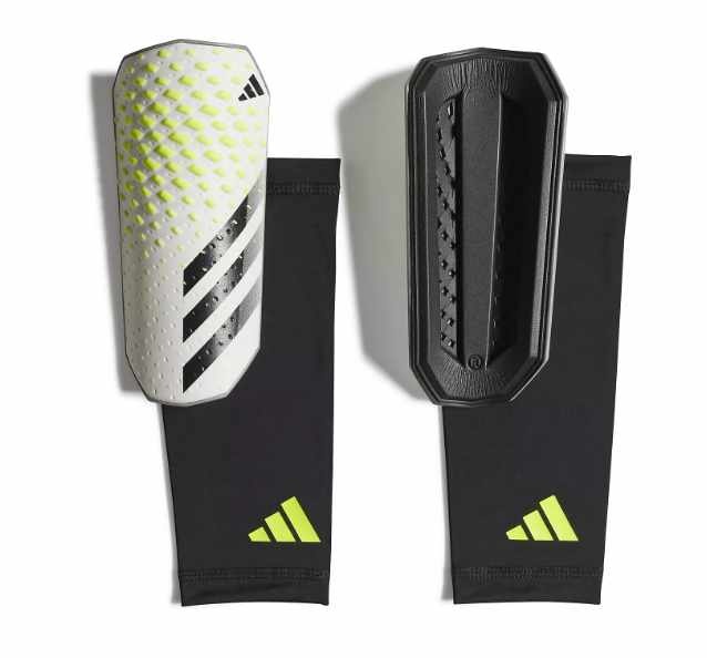 adidas Predator 23 League Shin Guards - White/Lucid Lemon/Black