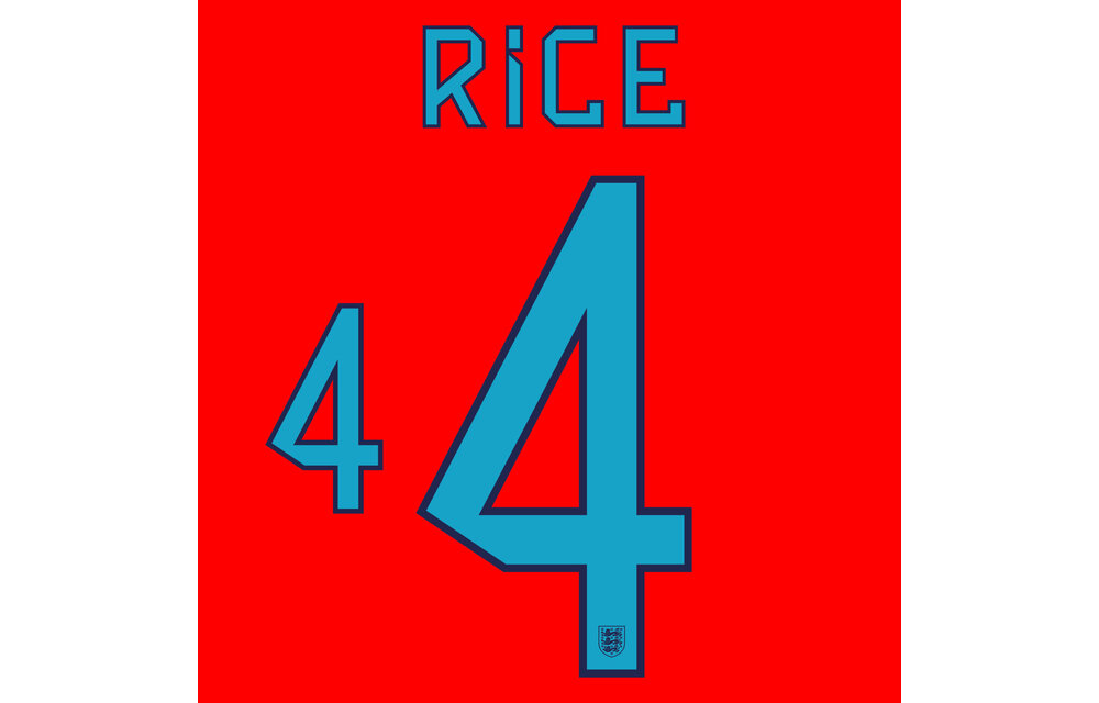 Rice # 4 England WC World Cup 2022 Away Nameset / Light Blue