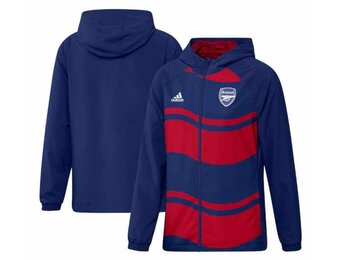 adidas Arsenal 2023 - 24 Graphic Raglan FullZip Windbreaker Jacket - Obsidian/Red