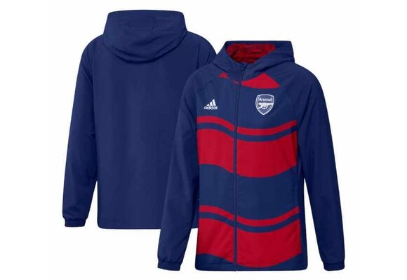 adidas Arsenal 2023 - 24 Graphic Raglan FullZip Windbreaker Jacket - Obsidian/Red