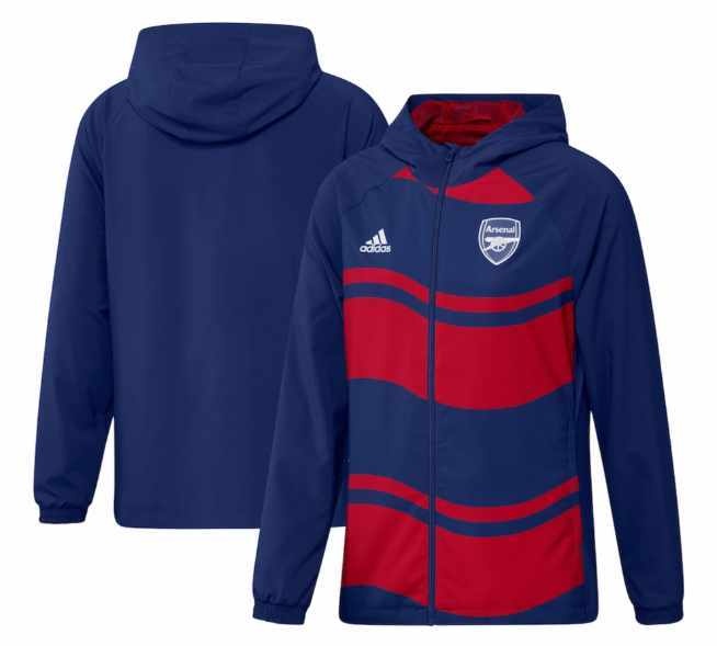 adidas Arsenal 2023 - 24 Graphic Raglan FullZip Windbreaker Jacket - Obsidian/Red