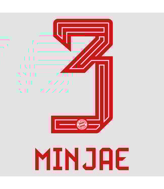 Uni-Sport Min Jae # 3 Bayern Munich 23/24 Home Nameset / Red