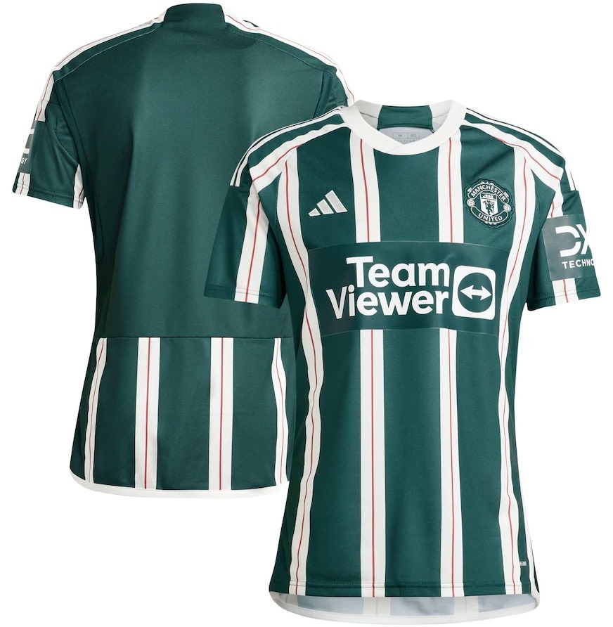 adidas 2023-24 Manchester United Away Jersey - Green Night/White/Maroon