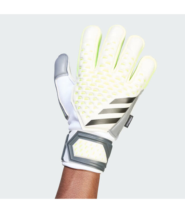 adidas adidas Predator Match Fingersave Goalkeeper Gloves - White/Lucid Lemon/Black