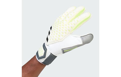 adidas Predator Match Fingersave Goalkeeper Gloves - White/Lucid Lemon/Black
