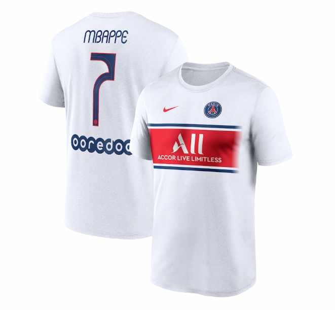 Nike PSG Paris Saint German Mbappe # 7 DriFit Hero Shirt - White