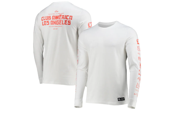 Nike 2021-22 Club America LAxLA Long Sleeve Voice Tee - White/Red