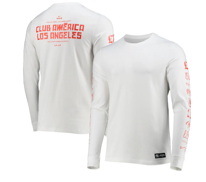 Nike 2021-22 Club America LAxLA Long Sleeve Voice Tee - White/Red