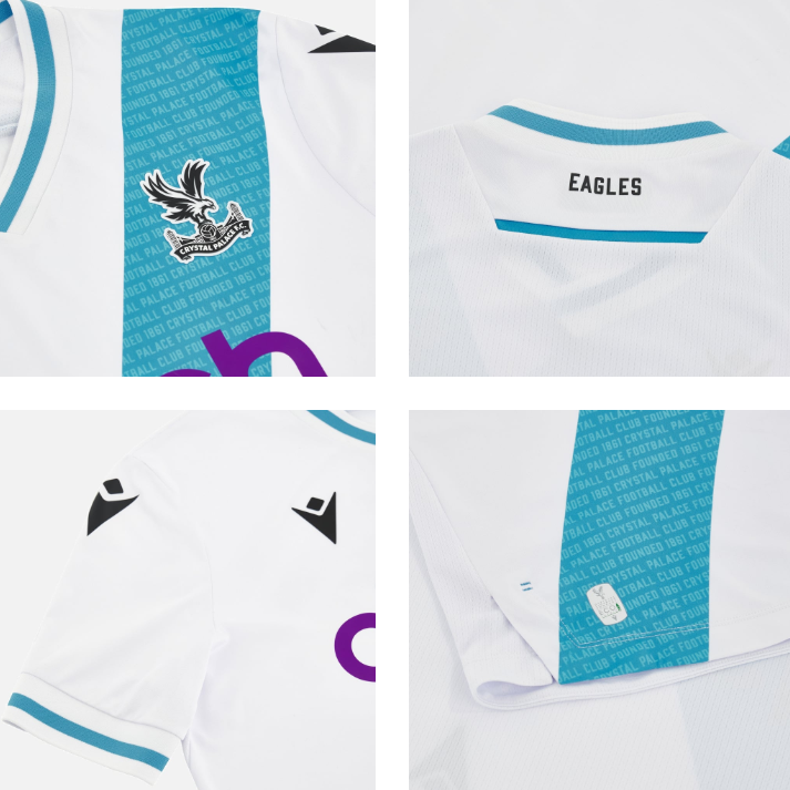 Macron Crystal Palace 2023 - 24 Authentic Away Jersey - White/Turquoise
