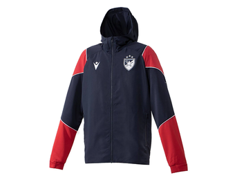 Macron Red Star Belgrade 2023 - 24 Authentic Hooded Anthem Jacket -Midnight Navy/Red