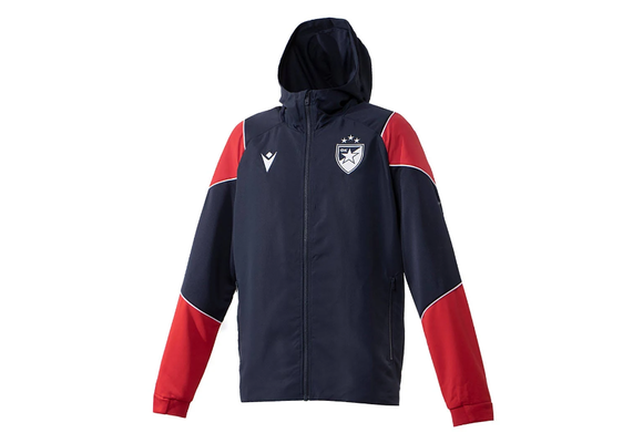 Macron Red Star Belgrade 2023 - 24 Authentic Hooded Anthem Jacket -Midnight Navy/Red