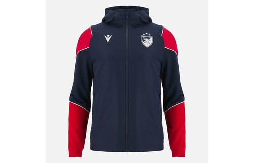 Macron Red Star Belgrade 2023 - 24 Authentic Hooded Anthem Jacket -Midnight Navy/Red