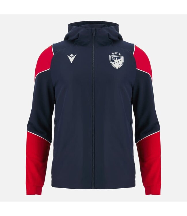Macron Macron Red Star Belgrade 2023 - 24 Authentic Hooded Anthem Jacket -Midnight Navy/Red
