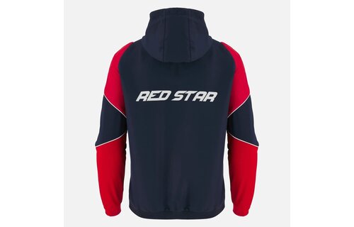 Macron Red Star Belgrade 2023 - 24 Authentic Hooded Anthem Jacket -Midnight Navy/Red