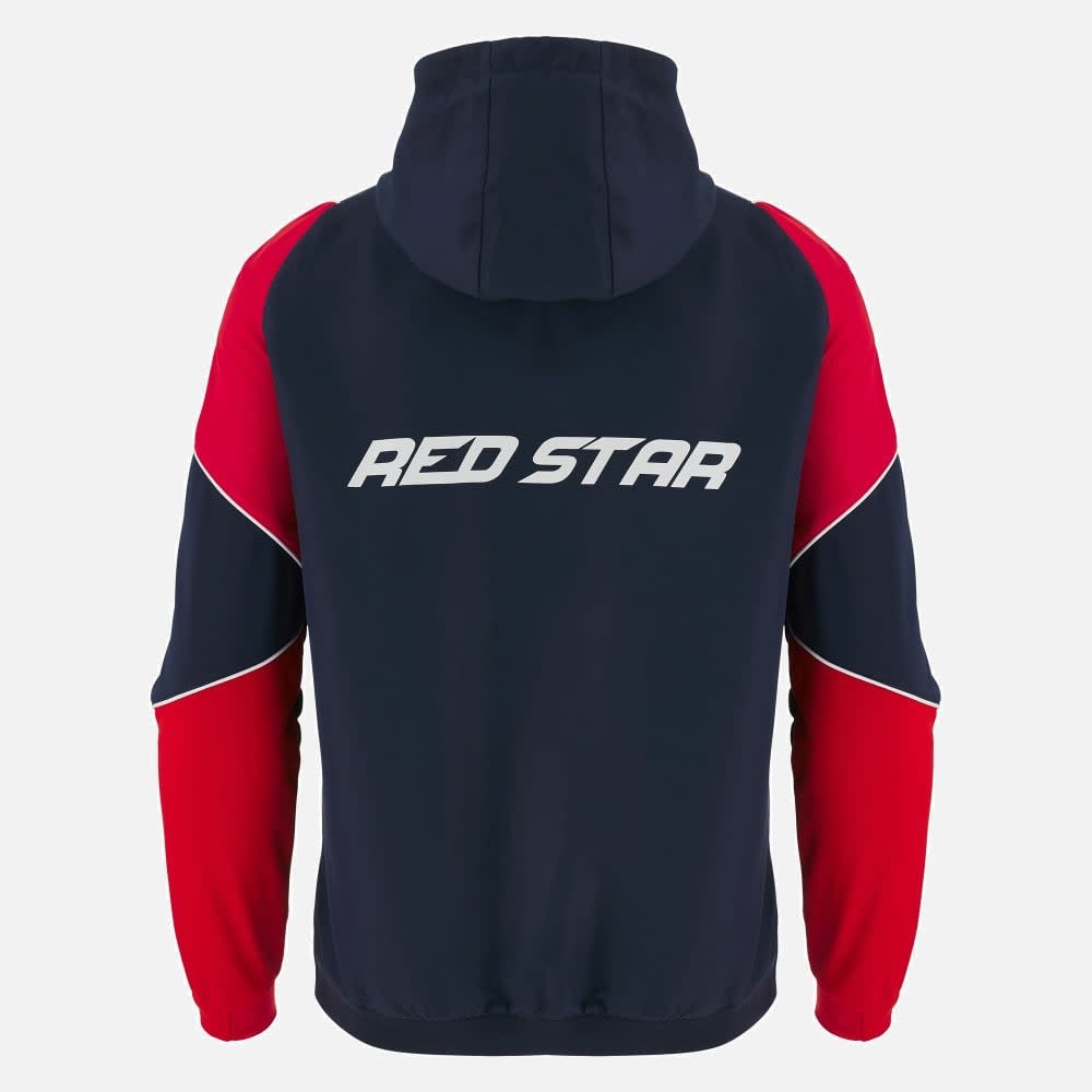 Macron Red Star Belgrade 2023 - 24 Authentic Hooded Anthem Jacket -Midnight Navy/Red