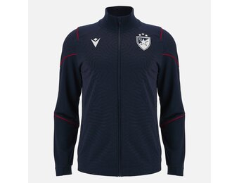 Macron Red Star Belgrade 2023 - 24 Travel Player Full Zip Top -Navy Blue/White