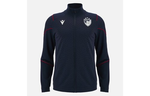 Macron Red Star Belgrade 2023 - 24 Travel Player Full Zip Top -Navy Blue/White