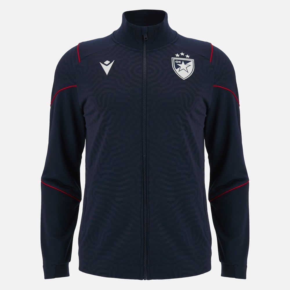 Macron Red Star Belgrade 2023 - 24 Travel Player Full Zip Top -Navy Blue/White