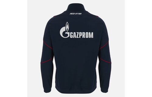 Macron Red Star Belgrade 2023 - 24 Travel Player Full Zip Top -Navy Blue/White
