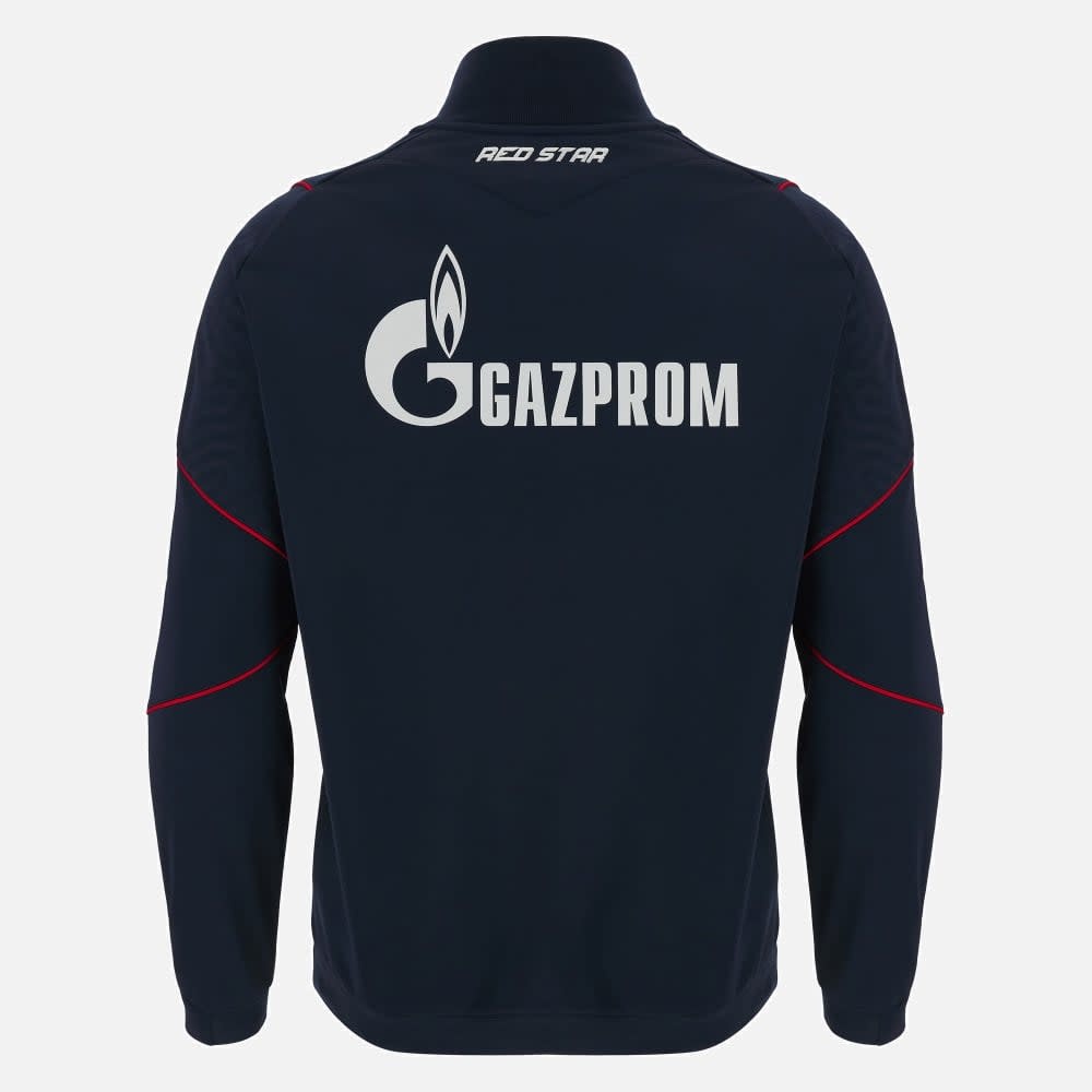 Macron Red Star Belgrade 2023 - 24 Travel Player Full Zip Top -Navy Blue/White