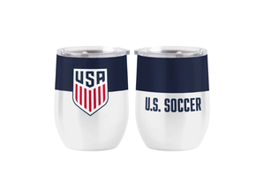 US Soccer USA  16oz Colorblock Curved Beverage Tumbler - WHite/Navy Blue