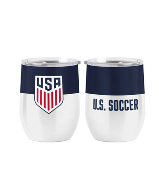 US Soccer USA  16oz Colorblock Curved Beverage Tumbler - WHite/Navy Blue