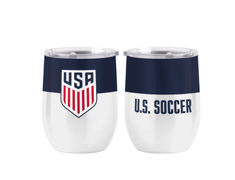 US Soccer USA  16oz Colorblock Curved Beverage Tumbler - WHite/Navy Blue