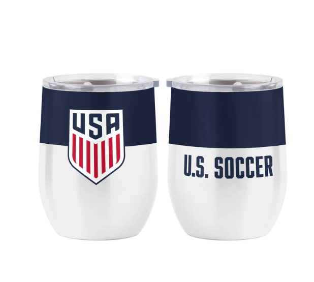 US Soccer USA  16oz Colorblock Curved Beverage Tumbler - WHite/Navy Blue