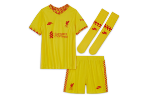 Nike Liverpool 2021- 22 Infant Third  Kit - Yellow/Speed Red