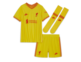 Nike Liverpool 2021- 22 Infant Third  Kit - Yellow/Speed Red